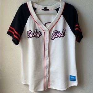 F21 “Baby Girl” baseball jersey top